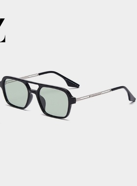 张艺兴双梁浅色透明墨镜女橄榄绿