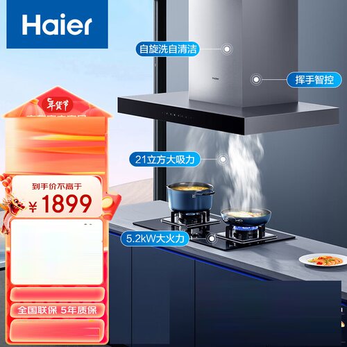 Haier/海尔 CXW-219-E900T11油烟机21大吸力420pa大风压挥手控制