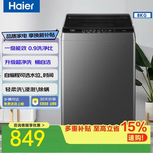 Haier/海尔 XQB80-Z10B0波轮洗衣机全自动8kg超1级自编程租房公寓