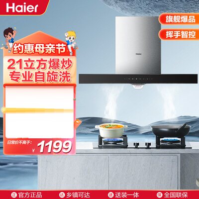 海尔CXW-219-E900T11 抽油烟机欧式21大吸力高频自旋洗挥手控制