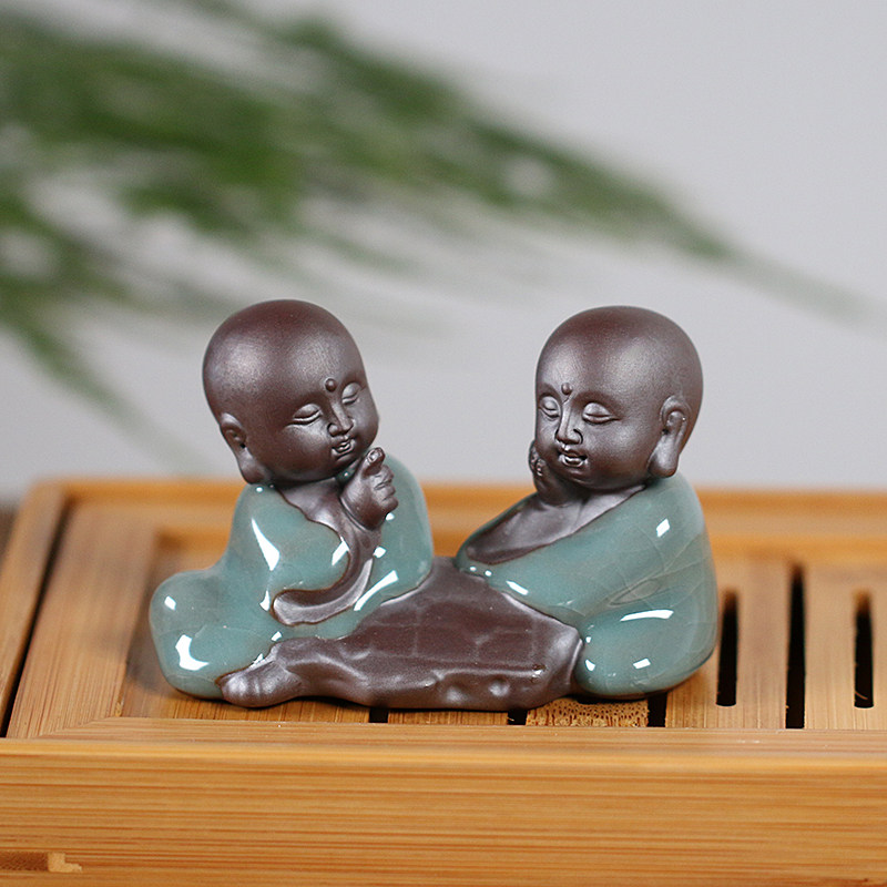 创意迷你哥窑花宠茶宠桌面陶瓷人物摆件禅意小和尚花盆微景观造景在类目 家居饰品, 摆件中 - 来自Buy2taobao.com提供专业的淘宝代购服务
