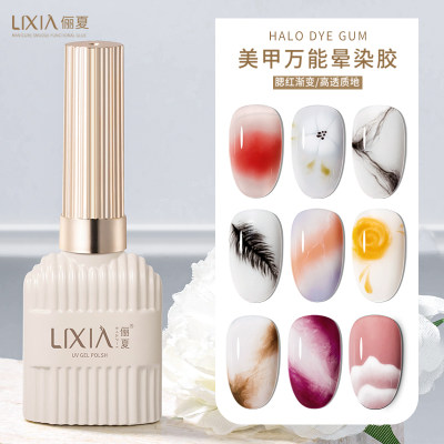 透明琥珀大理石纹晕染甲油胶