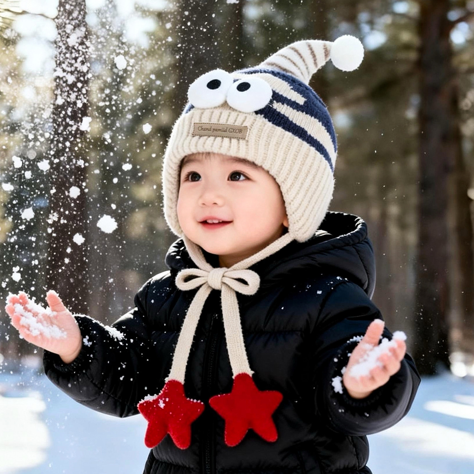 儿童帽子冬季男童2025新款可爱卡通针织帽加厚保暖韩系护耳毛线帽,童装/婴儿装/亲子装,帽子,淘宝优惠券,粉丝福利购,淘宝优惠卷