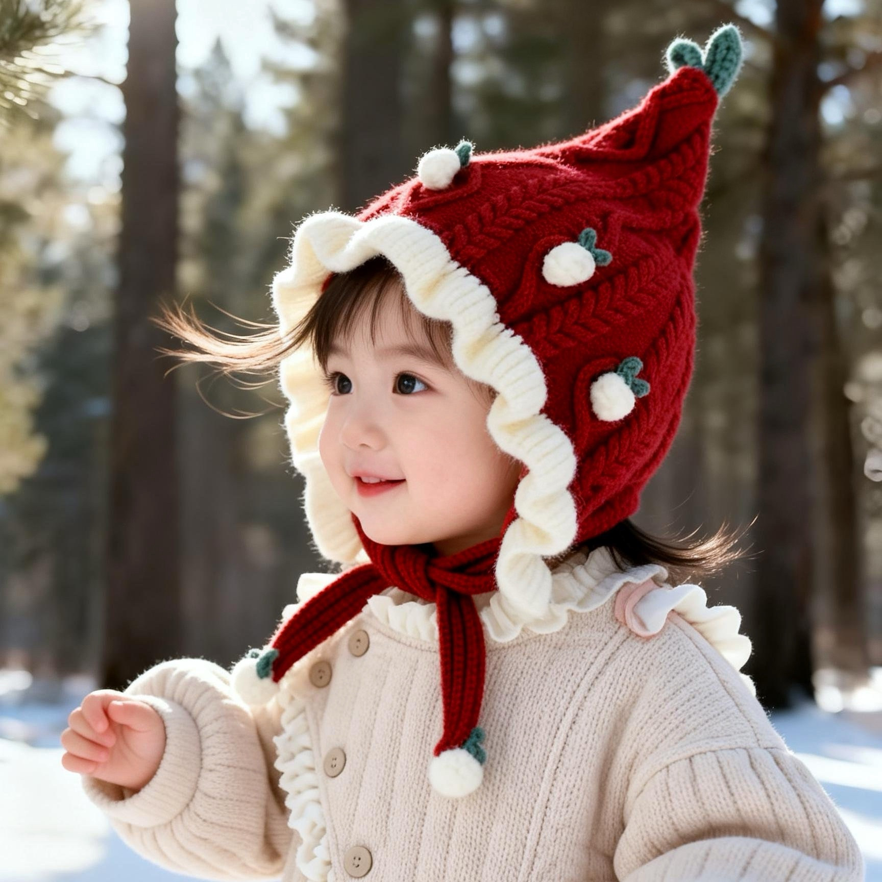 儿童帽子女童2025新款红色针织护耳帽男女孩冬季毛线帽新年公主帽,童装/婴儿装/亲子装,帽子,淘宝优惠券,粉丝福利购,淘宝优惠卷