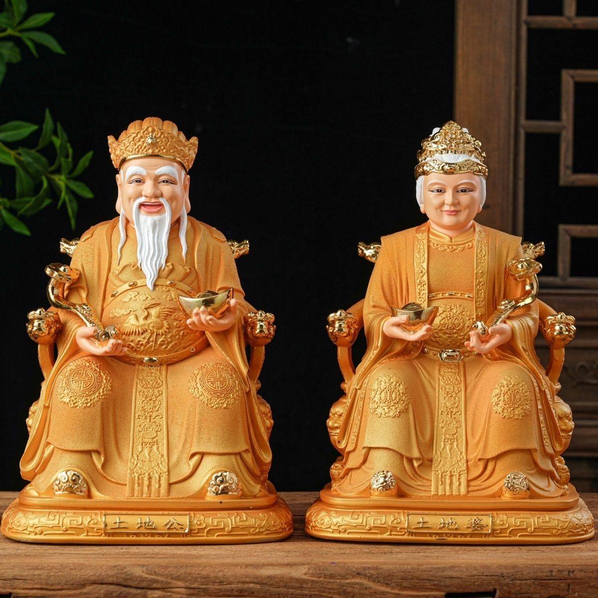 供奉土地土地公树脂土地婆神像摆件福德正君地主财神土地爷佛像