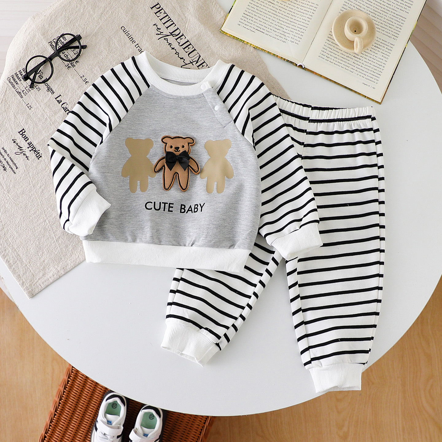 儿童套装春秋季2025新款时髦宝宝1到3岁运动服两件套纯棉A类童装