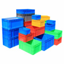 物流箱塑料长方形带盖周转箱加厚工业蓝色收纳箱龟缸胶箱整理箱子