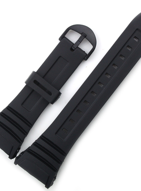 运动休闲手表带防水舒适橡胶胶带W-96H代用款男款黑色手表配件