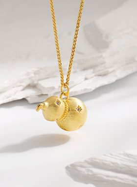 朵素古法拉丝葫芦吊坠毛衣链女