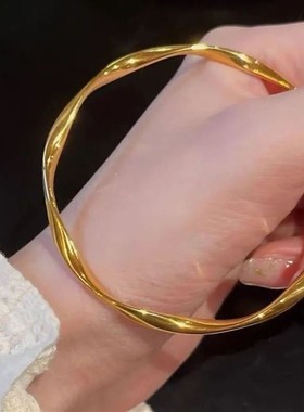 假金手镯绝美大金镯子假黄金首饰结婚莫比乌斯环手镯女沙金手镯子