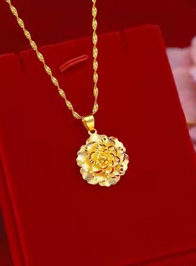 百搭大花项链女士越南沙金仿真黄金久不掉色水波链