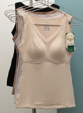 香月明美保暖背心女秋冬双面磨毛蚕丝乳胶杯带胸垫打底内衣65818