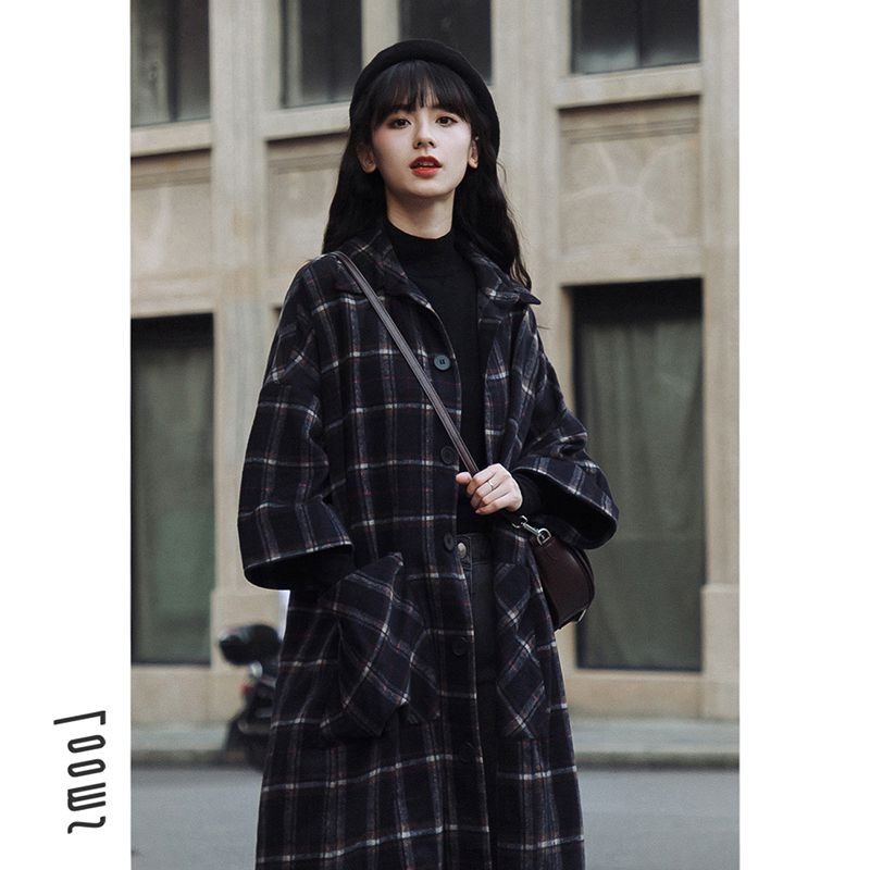 2019新款斗篷外套女秋冬复古宽松格纹呢子大衣中长款韩版学院风|ruв категории Женская одежда, шерстяные пальто - от Buy2taobao.com для оказания профессиональной услуги покупки агента Taobao