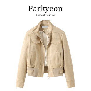 parkyeon美式复古立领百搭短款外套女冬季棉服内胆保暖夹克上衣