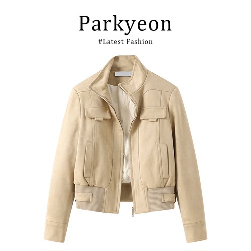 parkyeon美式复古立领百搭短款外套女冬季棉服内胆保暖夹克上衣