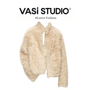 parkyeon千金风毛绒羊羔毛保暖外套高级感软糯上衣冬季新款套装女