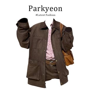 复古风设计感工装 三件套 夹克外套内搭气质衬衣高腰短裤