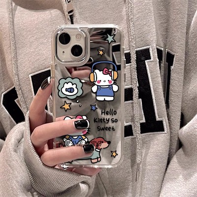 2025新款高颜值高级感音乐kt猫iphone16PROMAX镜面手机壳适用苹果15镜子保护壳14补妆13小众12/xr个性78P女款