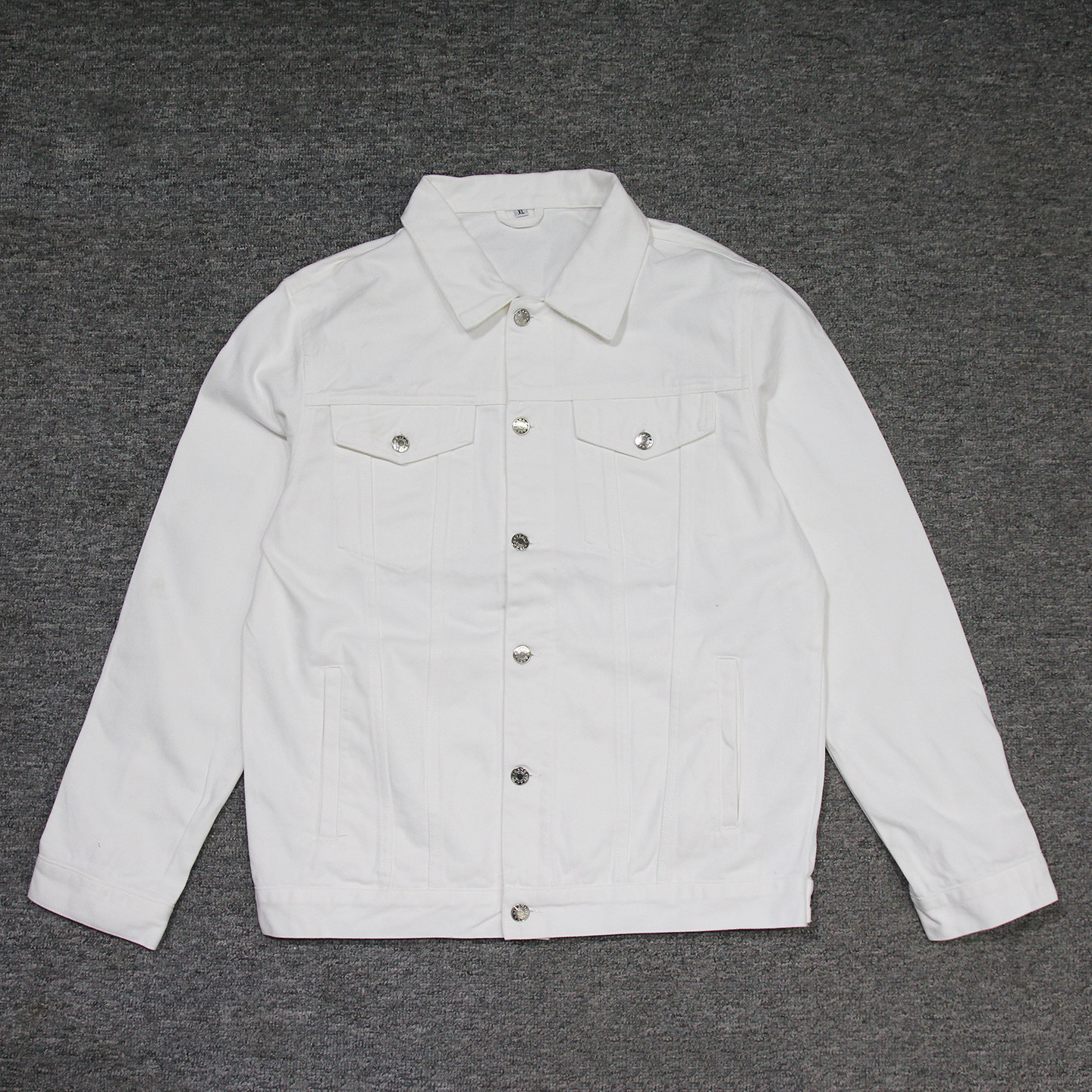 春秋季白色牛仔褂外套~男女款纯棉斜纹棉多口袋工装上衣