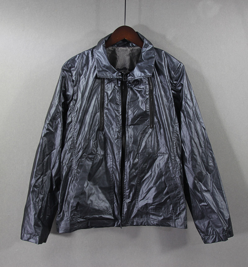 春秋季男士潮流亮皮立领夹克亮面