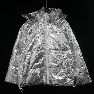 个性潮牌~银色金属感时尚羽绒服冬季防风防水保暖棉衣户外防寒服