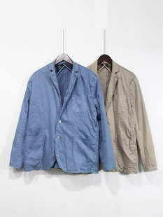 西装 外贸欧美男士 西服外套水洗纯棉复古做旧大码 薄款 夹克 春夏季