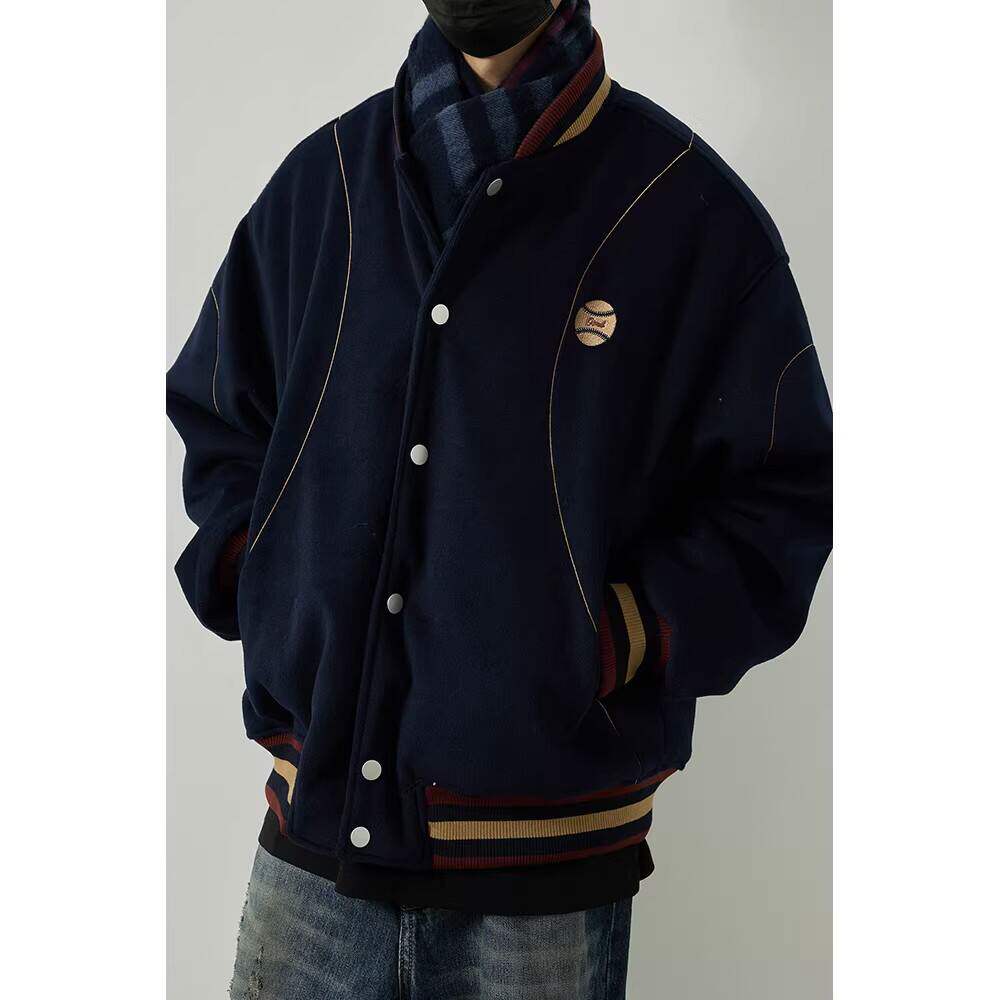 美式复古风棒球服男女同款加厚棉衣运动百搭宽松休闲外套MY19徽章