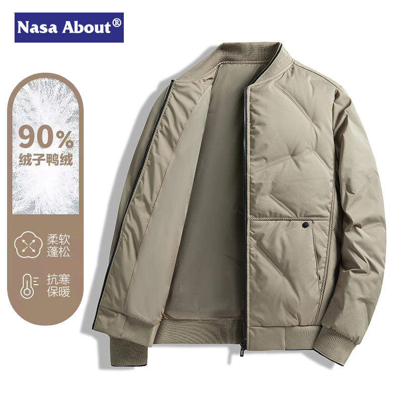 新款 羽绒服男士冬季轻薄保暖时尚流行帅气棒球服外套白鸭绒运动