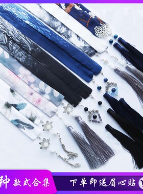 花记古风古装汉配饰素雅印花雪纺手作发带飘带超仙长发饰腰带丝带