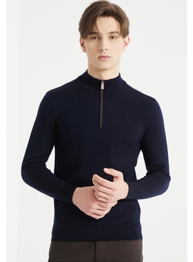 2026冬 利牌24QMS6041S男士半高拉链领羊毛衫套头长袖毛衣175码