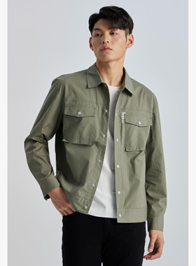 22CXC0112Y利家春季休闲男士翻领外套单排扣时尚工装夹克180-96码