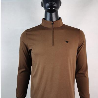 狼牌羊绒长袖体恤高领拉链男T恤