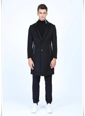 2023秋冬利牌Q78YR2241商务休闲羊毛呢外套男士修身黑色呢子大衣