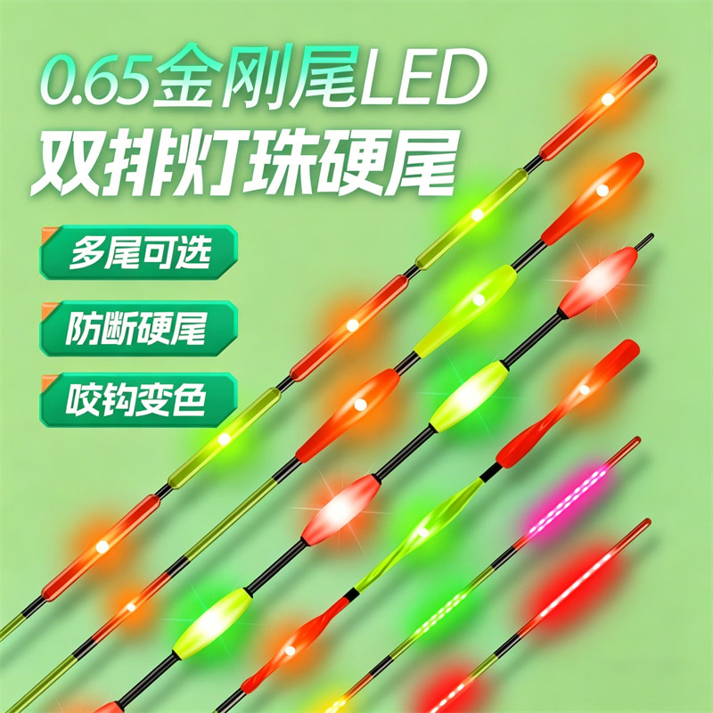 咬钩变色高灵敏超细硬尾LED夜光电子漂尾日夜两用425/316DIY配尾