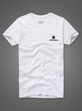 男士短袖T恤2022新款夏季纯色圆领纯棉体恤白色半袖潮流青春上衣