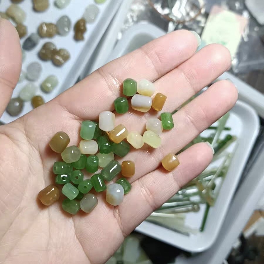 天然和田玉碧玉且末料糖白料白玉随型珠珠子手工diy配饰佩散珠卡6