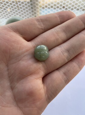 新疆和田玉弥勒佛头散珠且末料青白玉笑佛公女款吊坠手串配珠卡13