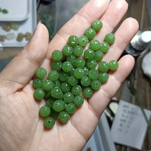 天然和田玉碧玉莲花珠散珠卡8mm配饰手串顶珠腰珠配件diy手链配饰