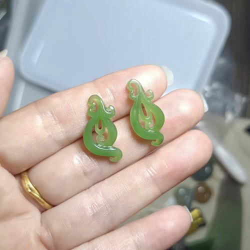 天然和田玉仿古凤凰耳环耳饰吊坠挂件碧玉石耳坠玉佩玉坠情侣对佩