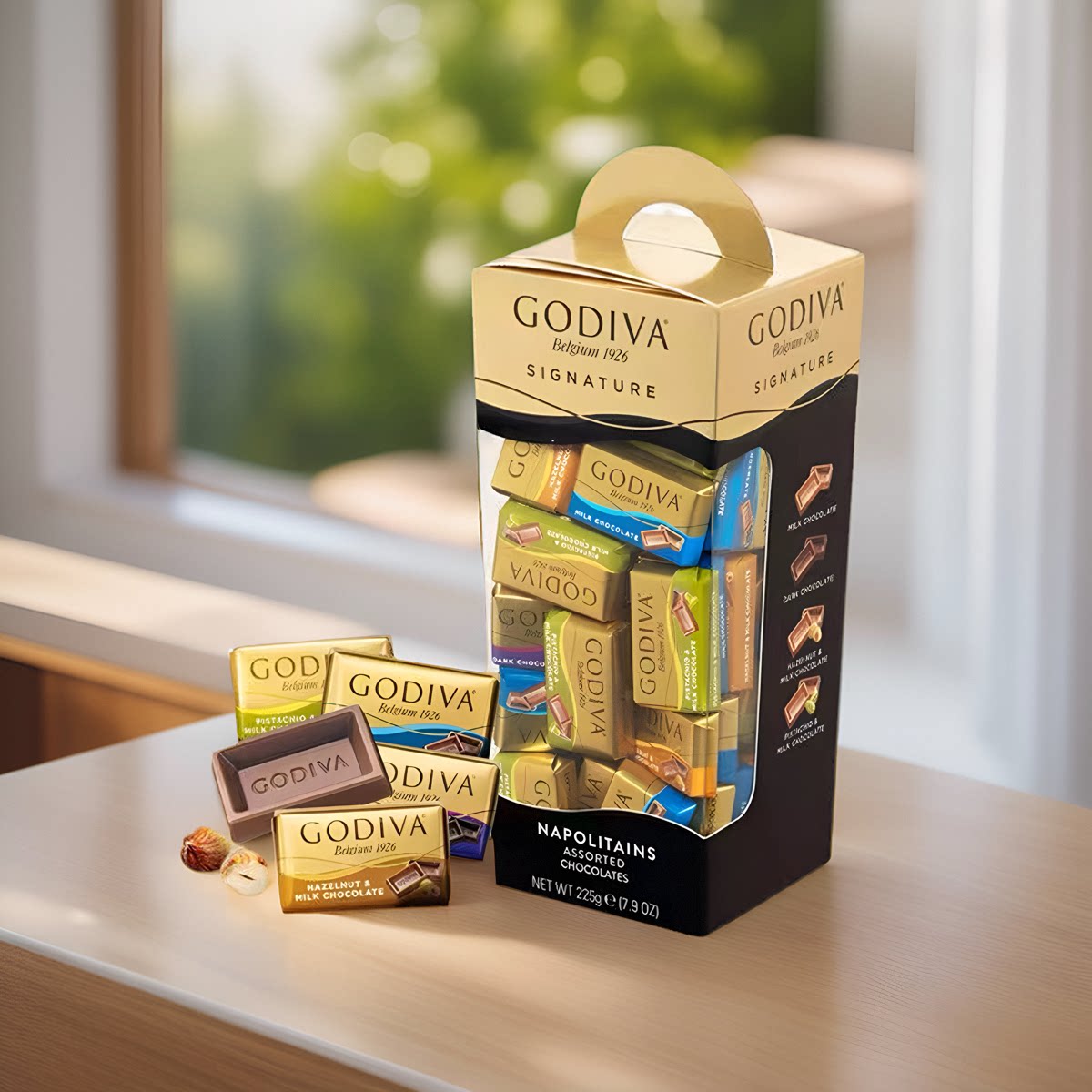 买3送1godiva歌帝梵醇享巧克力片混合四味225g礼盒零食喜糖伴手礼