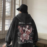 XZ517A-6W10P68秋冬新款水洗做旧美式印花连帽宽松卫衣，男装卫衣，星座517A-6