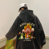 XZ517A-6W18P68秋冬水洗做旧宽松休闲连帽卫衣，男装卫衣，星座517A-6