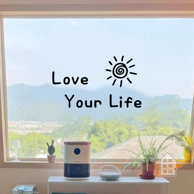 love life热爱生活 太阳英文字母平面装饰打卡简约励志温馨墙贴纸