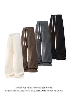 男装休闲裤胖胖到家宽松直筒裤口袋免烫系绳中腰3XL2XL4XLXL5XLM