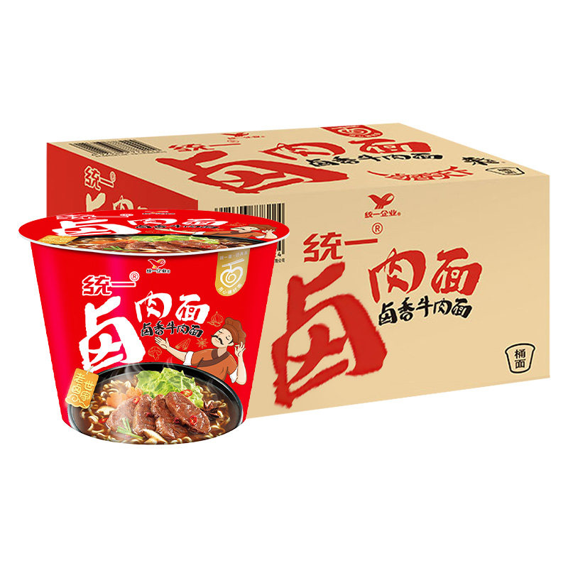 统一来一桶方便面卤香牛肉面12桶面整箱速食面夜宵泡面