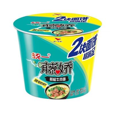 统一方便面两块面饼大桶面双面饼藤椒牛肉面12桶整箱速食泡面