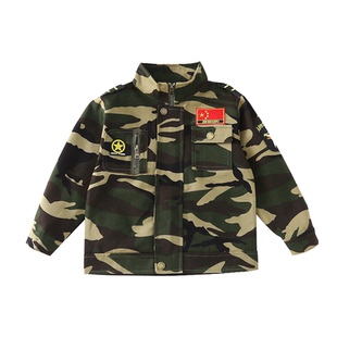 儿童迷彩长袖外套男女上衣夏令营军训绿色户外迷彩衣服拉链衫夹克