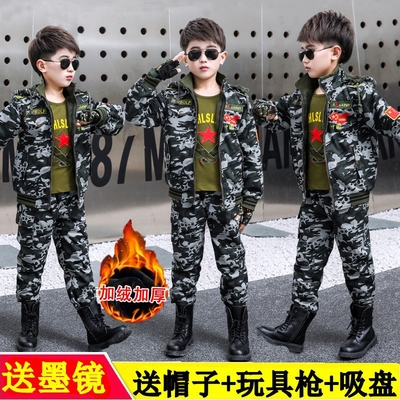 儿童纯棉军训服加绒加厚冬装