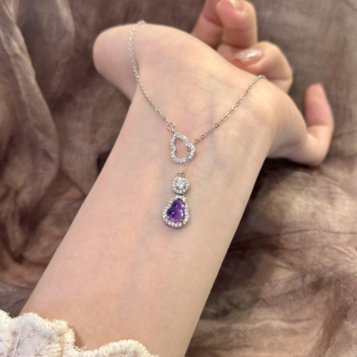 s925银天然紫水晶葫芦项坠新中式轻奢款高级感小众百搭气质