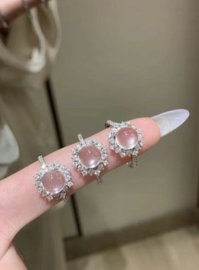 s925银天然水沫玉蛋面戒指小清新轻奢风精致气质高级感送女友礼物